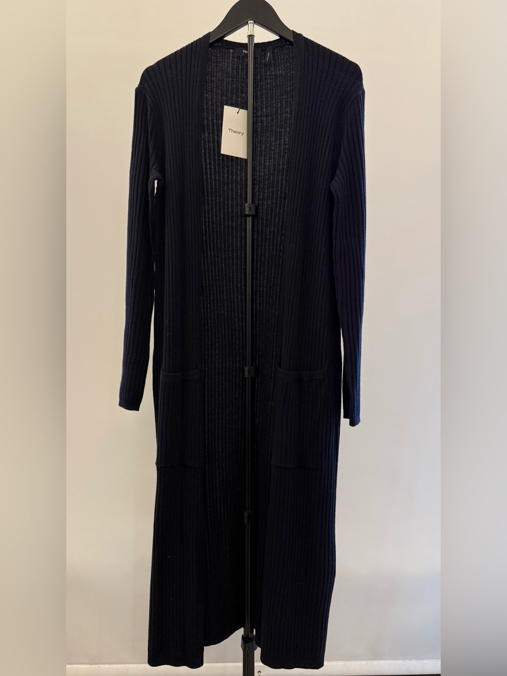 NWT Theory Rib Maxi Cardigan in Noble Wool (Deep Navy)